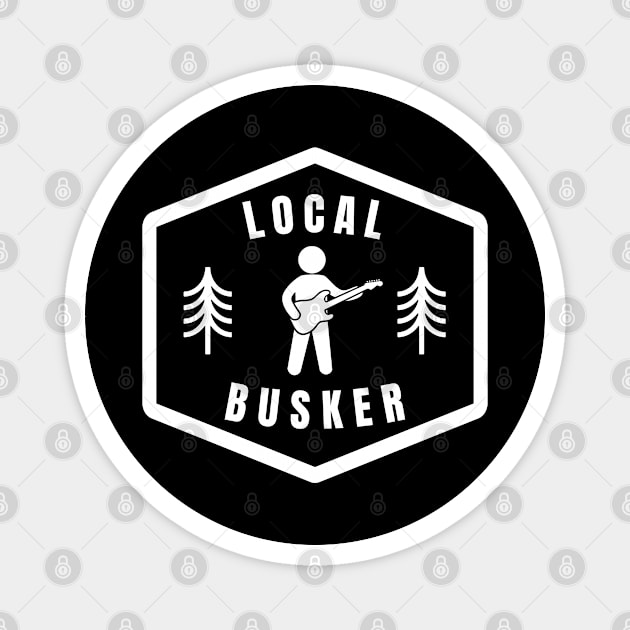 Local Busker Guitarist Silhouette Dark Theme Magnet by nightsworthy